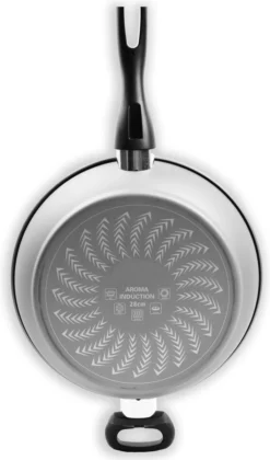 Merkloos Keukenpan Met Deksel En Heeft Een Diameter Van Ø 28 Cm - Luxe Hapjespan Keukenpan Van 28cm Anti-aanbaklaag - Handvat Zwart - Pan Met Deksel -Greenpan Winkel 706x1200