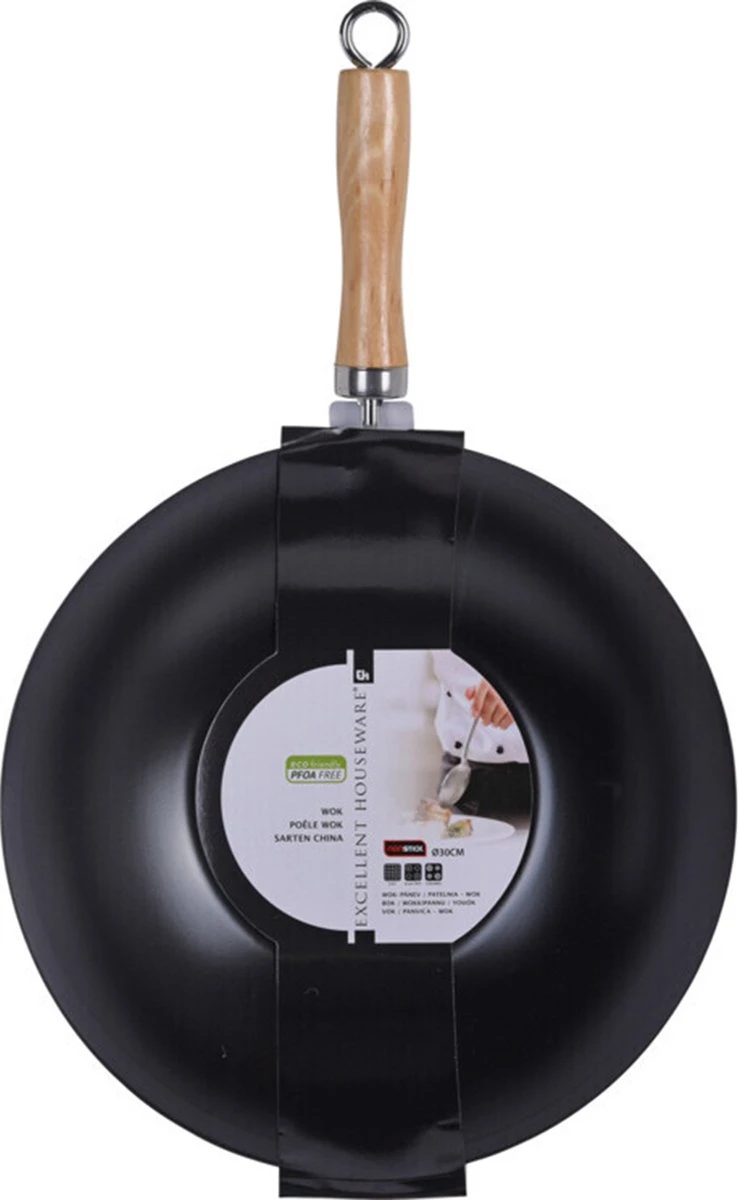Excellent Houseware Wok Ø30cm Non Stick Zwart Houten Handvat 30 Cm - Pan - Koken - Eten - Keuken 2 Excellent Houseware Wok Ø30cm Non Stick Zwart Houten Handvat 30 Cm - Pan - Koken - Eten - Keuken - Afbeelding 2