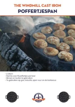 The Windmill Poffertjespan 30 Cm Gietijzer 2,3 Kg Zwart -Greenpan Winkel 847x1200