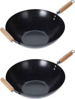 Wok Carbon Staal Ø35cm Houten Handgreep Wokpannen 5 Wok Carbon Staal Ø35cm Houten Handgreep Wokpannen -Greenpan Winkel 907x1200